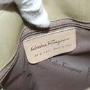 Salvatore Ferragamo Gancini Shoulder Bag Canvas Beige Silver Auth BA13175-18