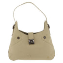 Salvatore Ferragamo Gancini Shoulder Bag Canvas Beige Silver Auth BA13175-2