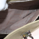 Salvatore Ferragamo Gancini Shoulder Bag Canvas Beige Silver Auth BA13175-26
