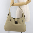 Salvatore Ferragamo Gancini Shoulder Bag Canvas Beige Silver Auth BA13175-29