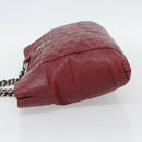 CHANEL Wild Stitch Chain Tote Bag Leather Red Silver CC Auth BA13176-3