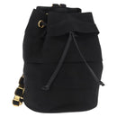 Salvatore Ferragamo Vala Chain Backpack Canvas Black Gold Auth BA13178-1