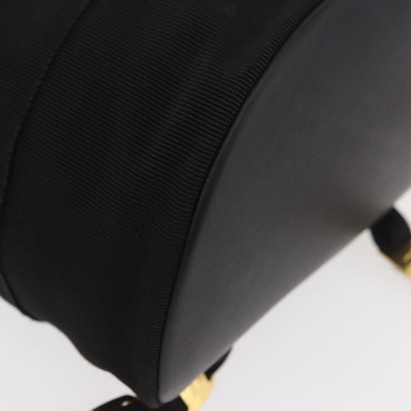 Salvatore Ferragamo Vala Chain Backpack Canvas Black Gold Auth BA13178