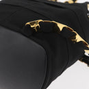 Salvatore Ferragamo Vala Chain Backpack Canvas Black Gold Auth BA13178-13