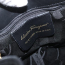 Salvatore Ferragamo Vala Chain Backpack Canvas Black Gold Auth BA13178-14