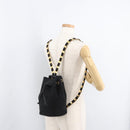 Salvatore Ferragamo Vala Chain Backpack Canvas Black Gold Auth BA13178-20