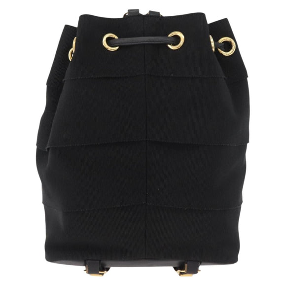 Salvatore Ferragamo Vala Chain Backpack Canvas Black Gold Auth BA13178