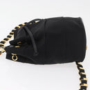 Salvatore Ferragamo Vala Chain Backpack Canvas Black Gold Auth BA13178-5