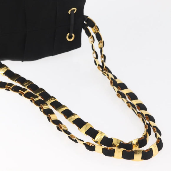 Salvatore Ferragamo Vala Chain Backpack Canvas Black Gold Auth BA13178