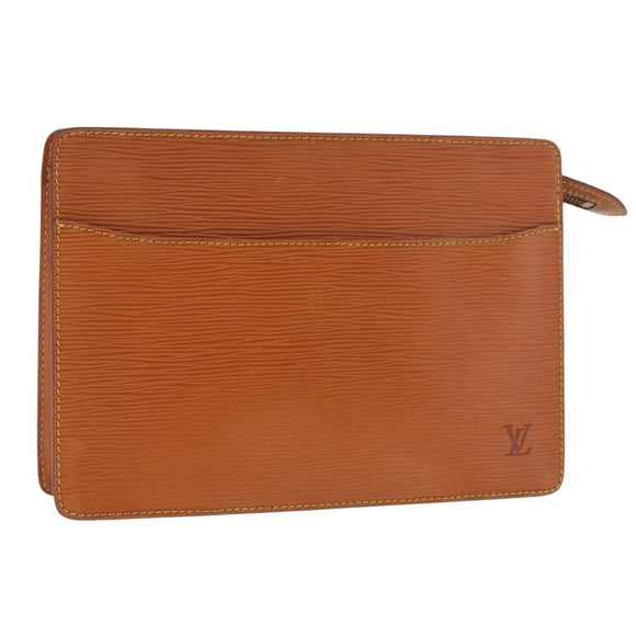LOUIS VUITTON Epi Pochette Homme Clutch Bag Brown Zipangu M52528 Auth BA13179