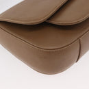 BALLY Chain Shoulder Bag Leather Beige Silver Auth BA13180-9