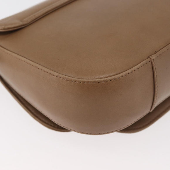 BALLY Chain Shoulder Bag Leather Beige Silver Auth BA13180