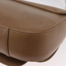 BALLY Chain Shoulder Bag Leather Beige Silver Auth BA13180-16
