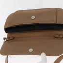 BALLY Chain Shoulder Bag Leather Beige Silver Auth BA13180-17