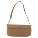 BALLY Chain Shoulder Bag Leather Beige Silver Auth BA13180-2