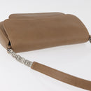 BALLY Chain Shoulder Bag Leather Beige Silver Auth BA13180-6
