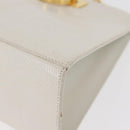 Salvatore Ferragamo Gancini Ketten-Schultertasche Leder Weiß Gold Auth BA13182-14