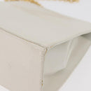 Salvatore Ferragamo Gancini Ketten-Schultertasche Leder Weiß Gold Auth BA13182-16