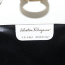 Salvatore Ferragamo Gancini Ketten-Schultertasche Leder Weiß Gold Auth BA13182-12