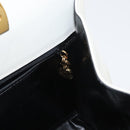 Salvatore Ferragamo Gancini Ketten-Schultertasche Leder Weiß Gold Auth BA13182-20