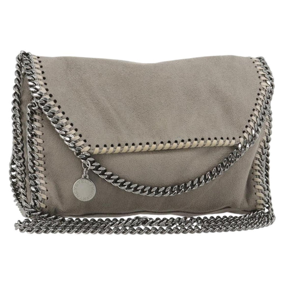 Stella MacCartney Chain Falabella Bag polyester Gray Silver Auth BA13184