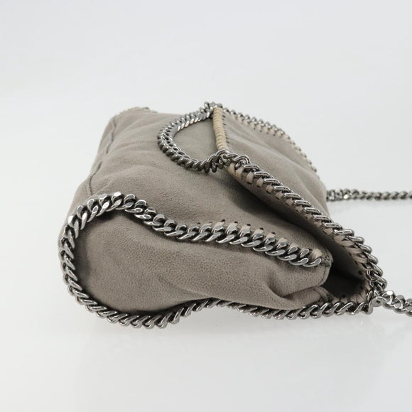 Stella MacCartney Chain Falabella Bag polyester Gray Silver Auth BA13184