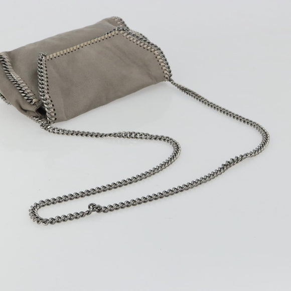 Stella MacCartney Chain Falabella Bag polyester Gray Silver Auth BA13184