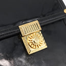 Gianni Versace Hand Bag Patent Leather Black Gold Auth BA13187-14