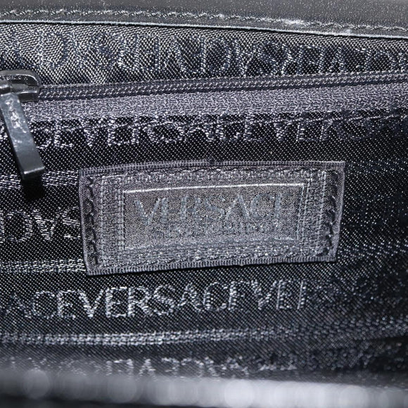 Gianni Versace Hand Bag Patent Leather Black Gold Auth BA13187