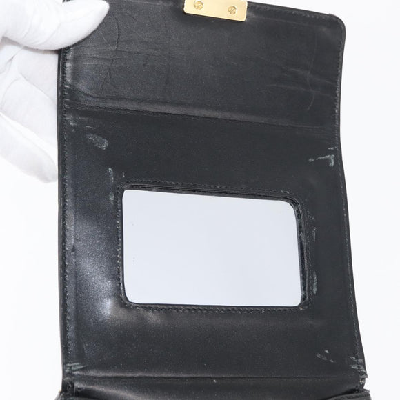 Gianni Versace Hand Bag Patent Leather Black Gold Auth BA13187