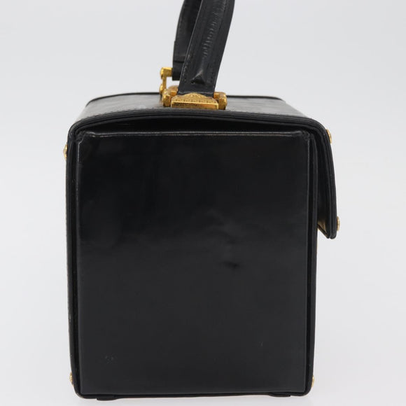 Gianni Versace Hand Bag Patent Leather Black Gold Auth BA13187