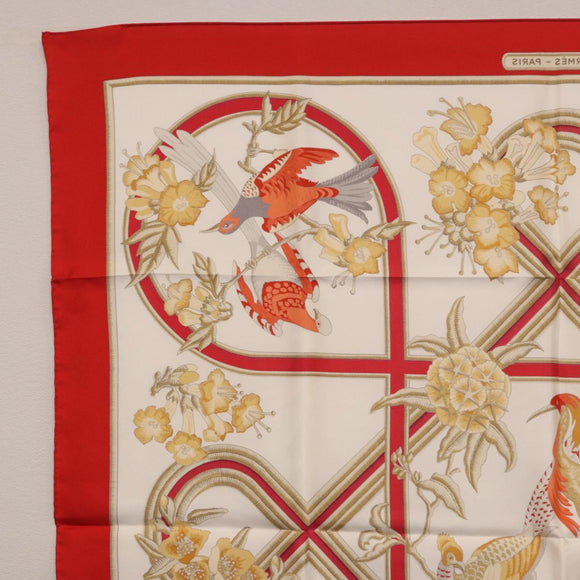 HERMES Carre 90 Scarf ""Caraibes"" Silk Red Auth BA13189M