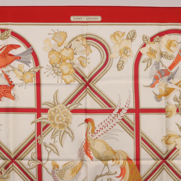 HERMES Carre 90 Scarf ""Caraibes"" Silk Red Auth BA13189M