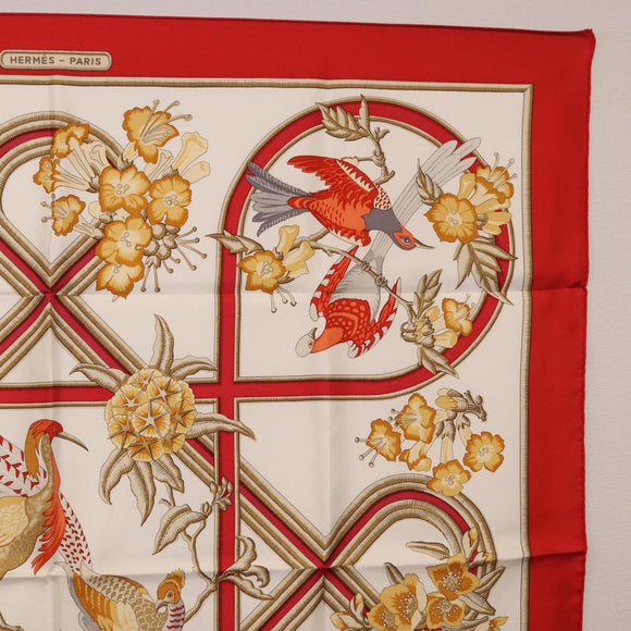 HERMES Carre 90 Scarf ""Caraibes"" Silk Red Auth BA13189M