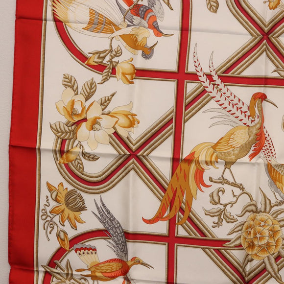 HERMES Carre 90 Scarf ""Caraibes"" Silk Red Auth BA13189M
