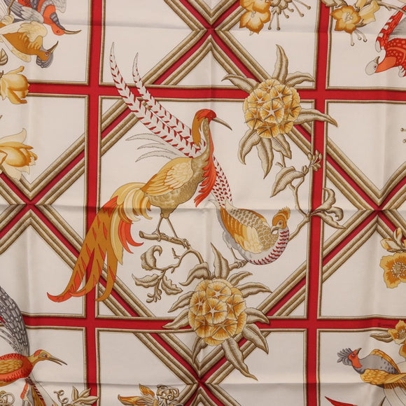 HERMES Carre 90 Scarf ""Caraibes"" Silk Red Auth BA13189M
