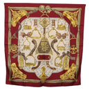 HERMES Carre 90 Scarf ""RETRIERS"" Silk Bordeaux Auth BA13192-1