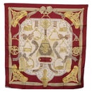 HERMES Carre 90 Scarf ""RETRIERS"" Silk Bordeaux Auth BA13192-12