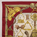 HERMES Carre 90 Scarf ""RETRIERS"" Silk Bordeaux Auth BA13192-2