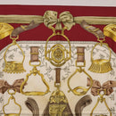 HERMES Carre 90 Scarf ""RETRIERS"" Silk Bordeaux Auth BA13192-3
