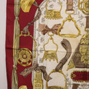 HERMES Carre 90 Scarf ""RETRIERS"" Silk Bordeaux Auth BA13192-5