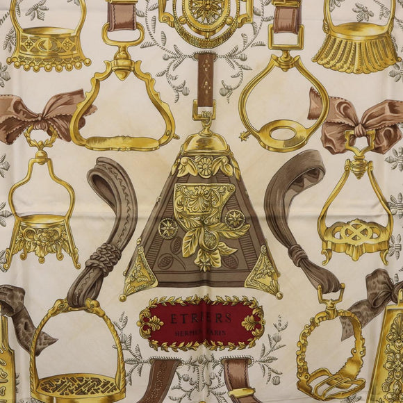 HERMES Carre 90 Scarf ""RETRIERS"" Silk Bordeaux Auth BA13192