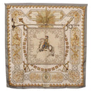 HERMES Carre 90 Scarf ""LVDOVICVS MAGNVS"" Silk Gray Auth BA13194-1