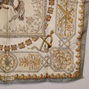 HERMES Carre 90 Scarf ""LVDOVICVS MAGNVS"" Silk Gray Auth BA13194-10