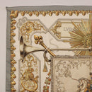 HERMES Carre 90 Scarf ""LVDOVICVS MAGNVS"" Silk Gray Auth BA13194-2