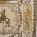 HERMES Carre 90 Scarf ""LVDOVICVS MAGNVS"" Silk Gray Auth BA13194-7