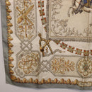 HERMES Carre 90 Scarf ""LVDOVICVS MAGNVS"" Silk Gray Auth BA13194-8