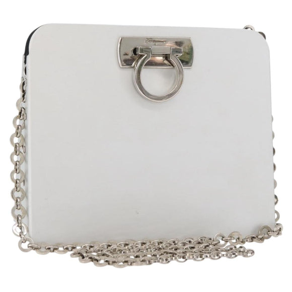 Salvatore Ferragamo Gancini Chain Bag Roestvrij staal Zilver Auth BA13202V