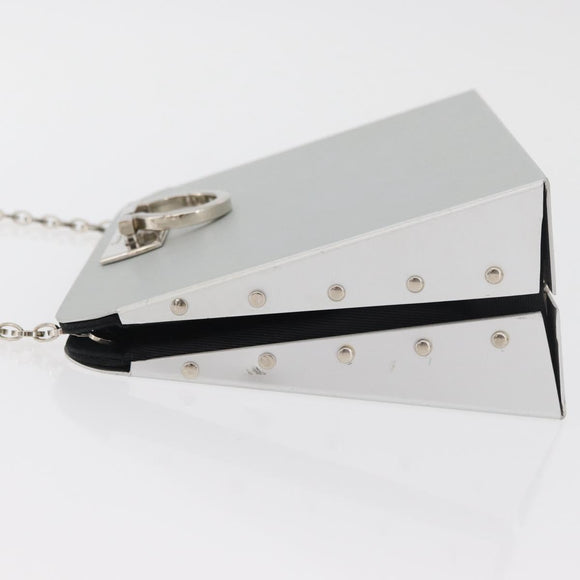 Salvatore Ferragamo Gancini Chain Bag Roestvrij staal Zilver Auth BA13202V