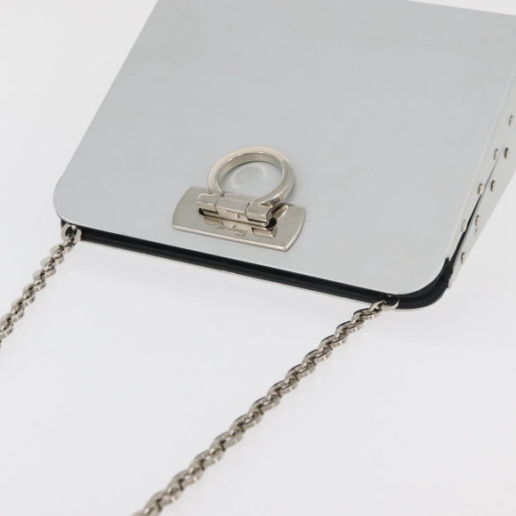 Salvatore Ferragamo Gancini Chain Bag Roestvrij staal Zilver Auth BA13202V